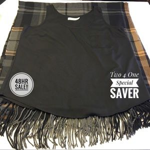 💰Faded Glory Tank XL Now Plaid Cape Scarf Shawl